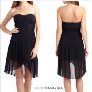 BCBGMaxAzria strapless high low mini dress